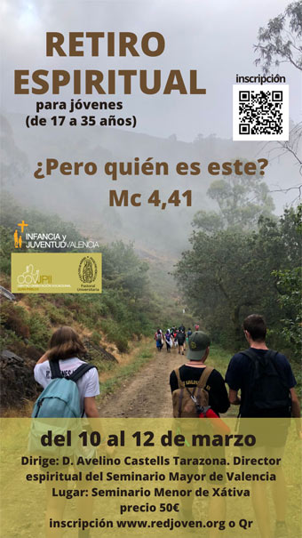 Retiro espiritual para jóvenes del 10 al 12 de marzo en el Seminario Menor de Xàtiva